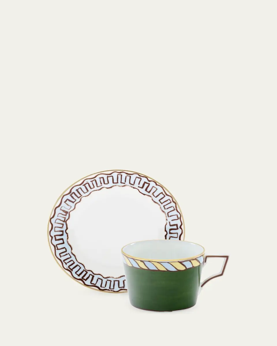 GINORI 1735 Il Viaggio di Nettuno Luna 7.4 oz. Teacups & Saucers, Set of 2 | Thumbnail 4