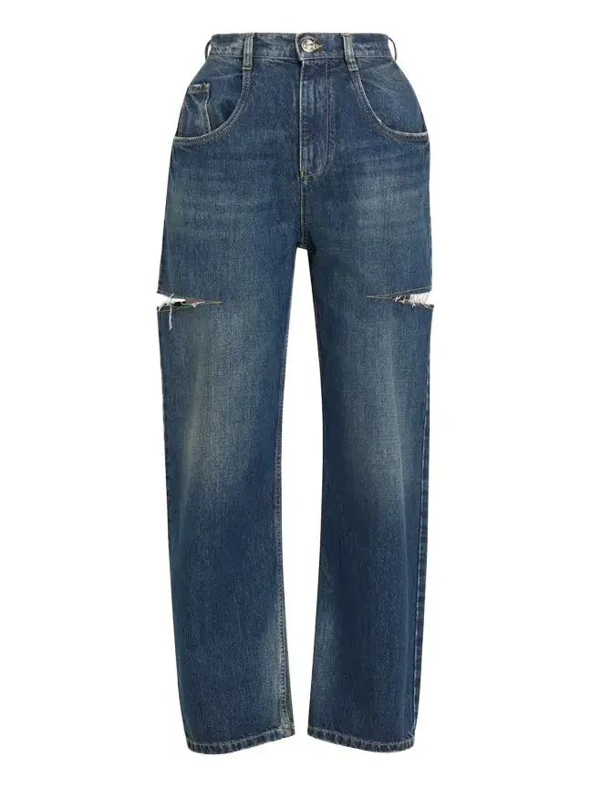 Slash Slit Barrel-Leg Jeans Slash Slit Barrel-Leg Jeans