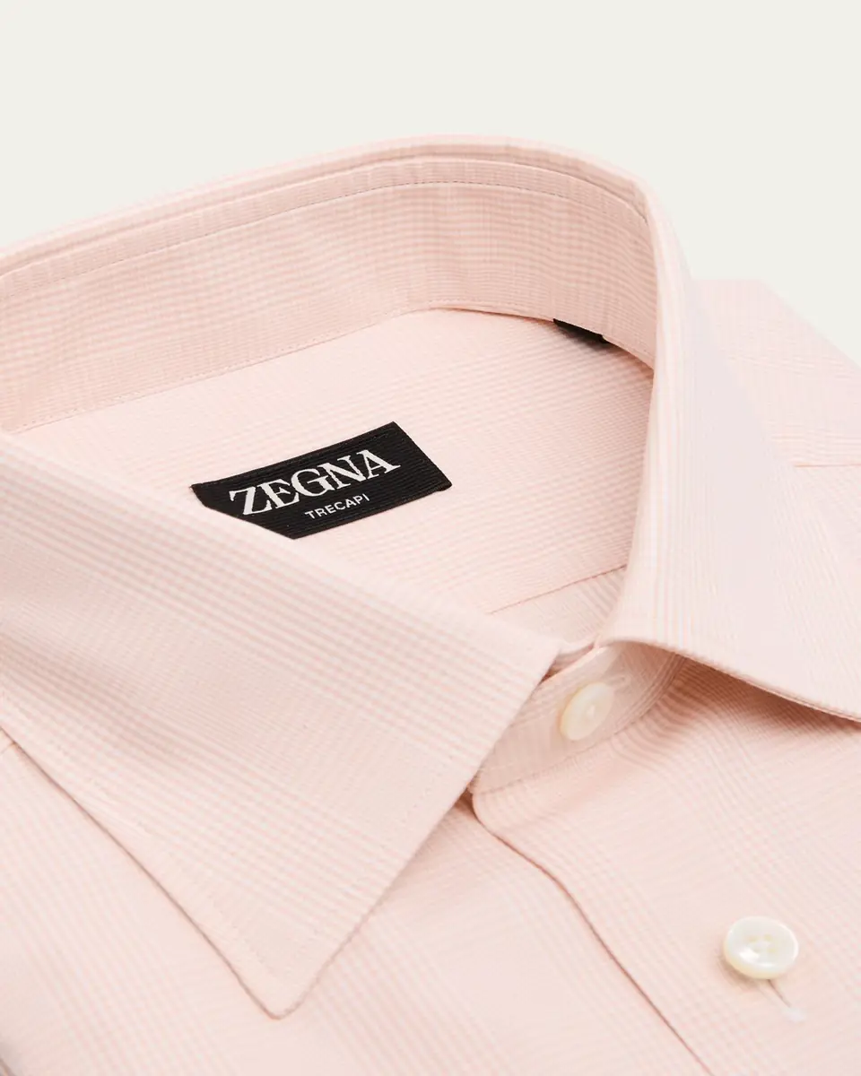 Zegna Men's Trecapi Cotton Tonal Plaid Dress Shirt | Thumbnail 2 Zegna Men's Trecapi Cotton Tonal Plaid Dress Shirt | Thumbnail 2