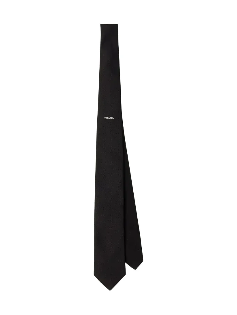 Prada Men's Silk Stripe Logo Tie