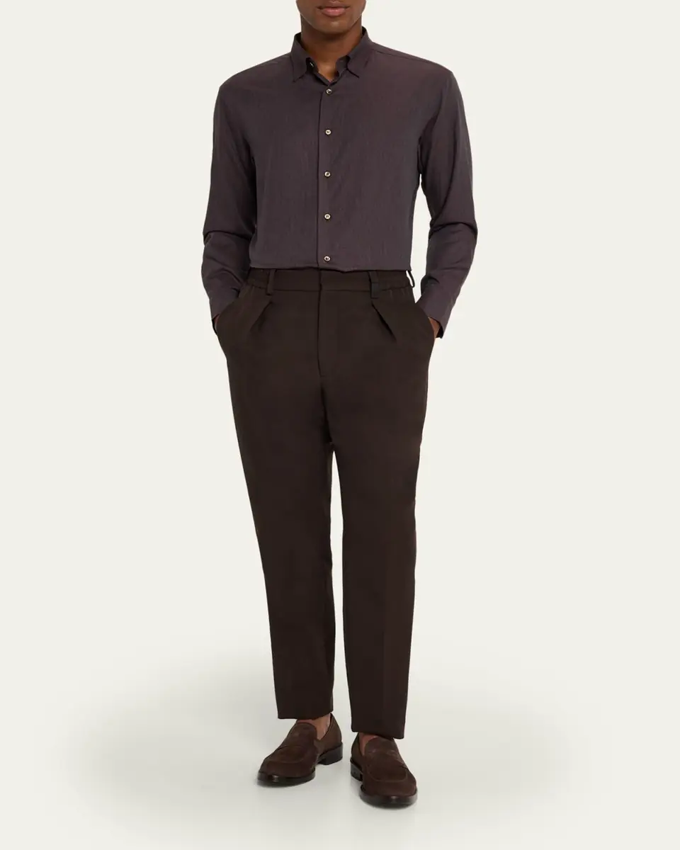 Brioni Men's Cotton Flannel Button-Down Shirt | Thumbnail 2