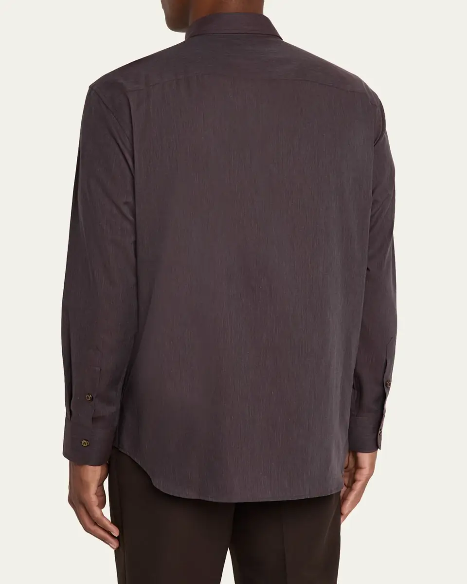 Brioni Men's Cotton Flannel Button-Down Shirt | Thumbnail 4