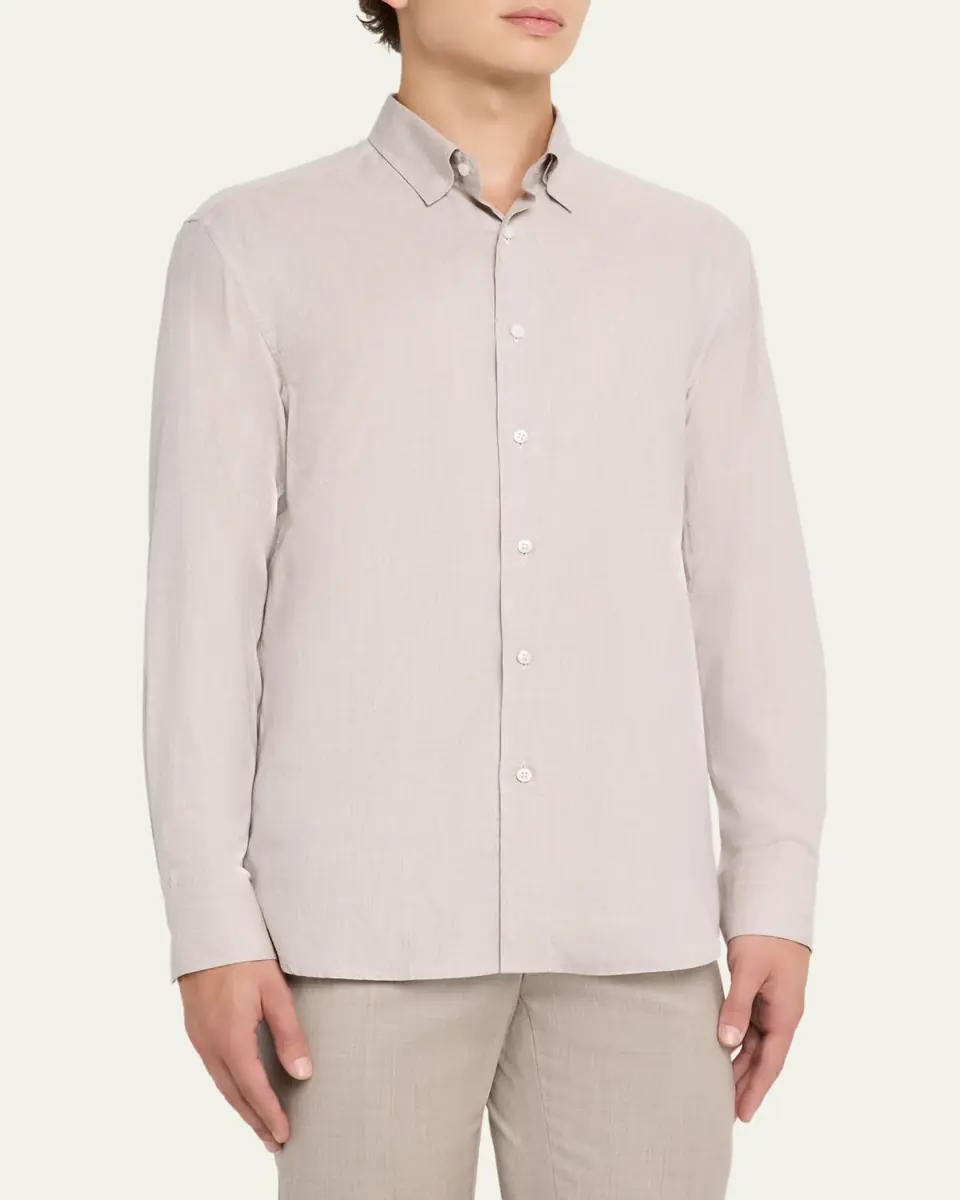 Brioni Men's Cotton Flannel Button-Down Shirt | Thumbnail 5