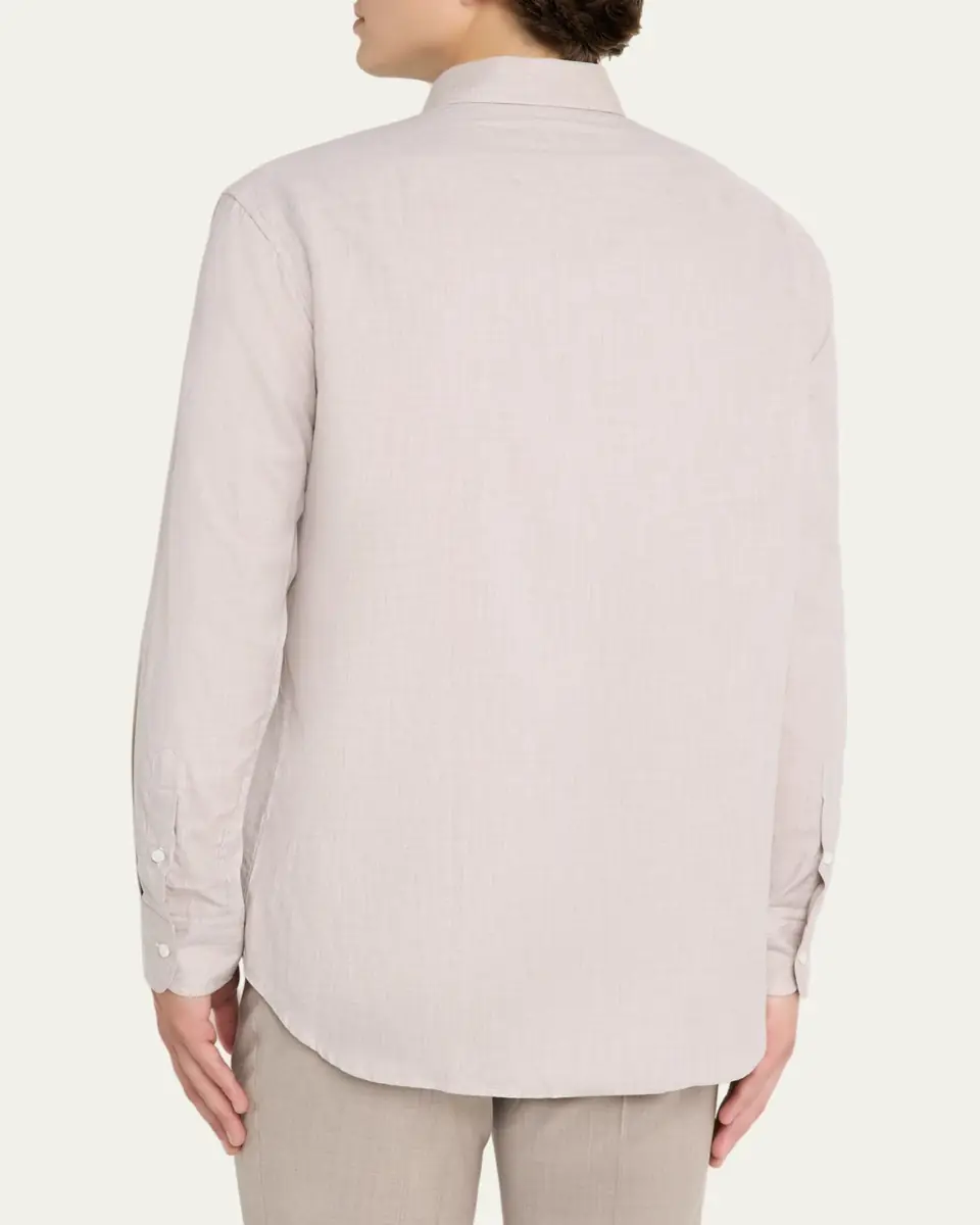 Brioni Men's Cotton Flannel Button-Down Shirt | Thumbnail 7