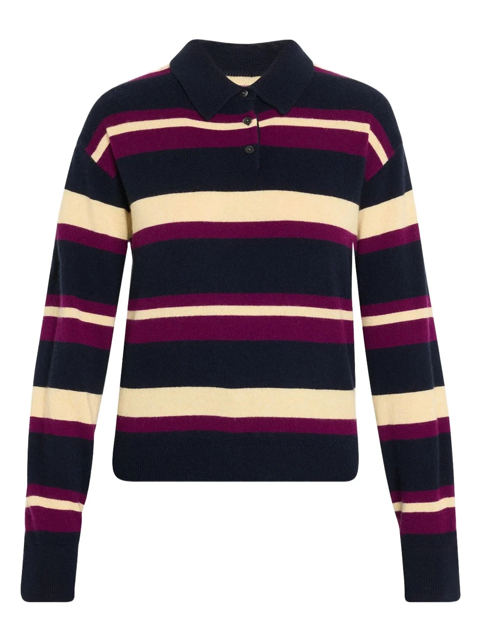 Collegiate Striped Cashmere Polo Collegiate Striped Cashmere Polo