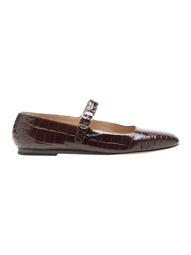 Le Monde Béryl Croc-Effect Leather Mary Jane Ballerina Flats