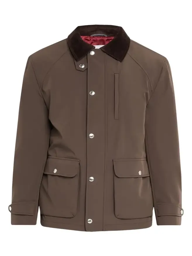 Men's Nylon Corduroy-Collar Full-Zip Jacket Men's Nylon Corduroy-Collar Full-Zip Jacket