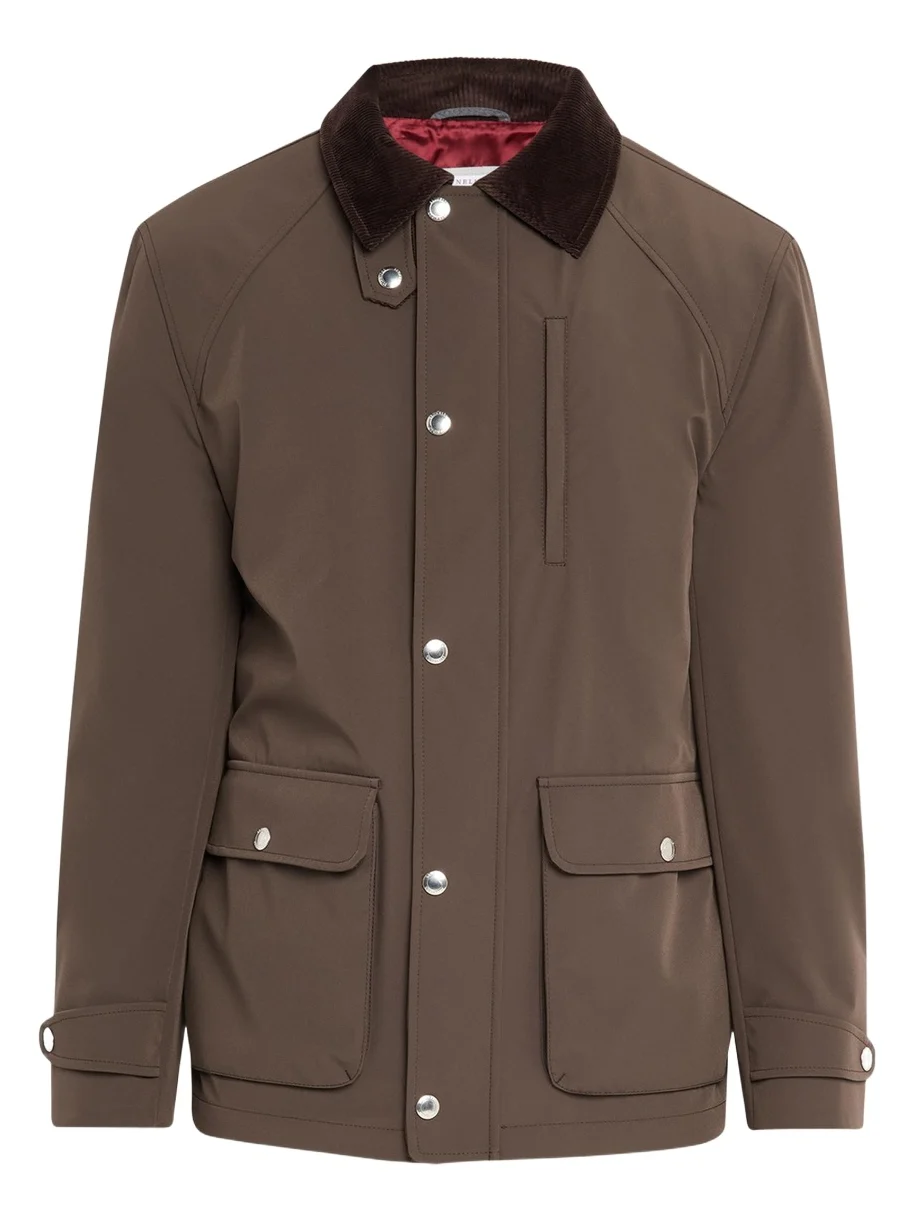Men's Nylon Corduroy-Collar Full-Zip Jacket