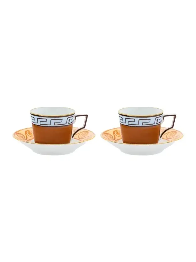 GINORI 1735 Il Viaggio di Nettuno Luna 3 oz. Coffee Cups & Saucers, Set of 2
