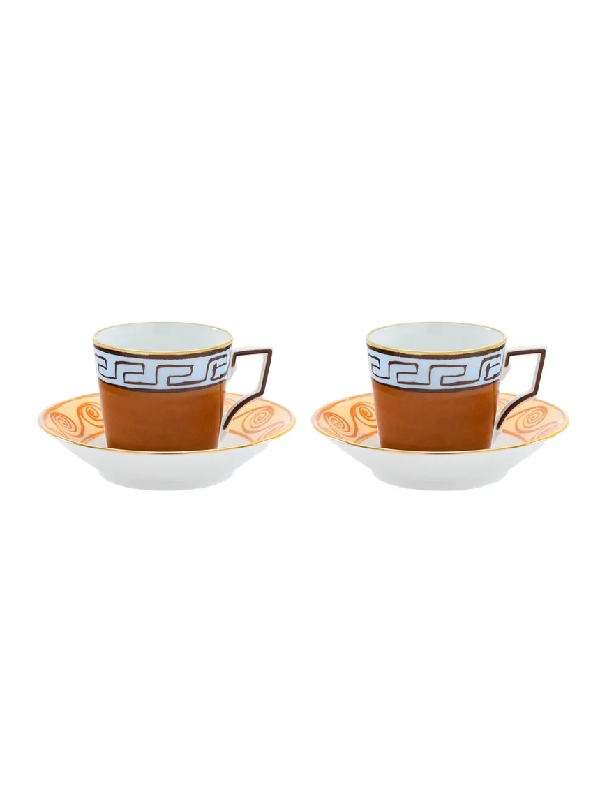GINORI 1735 Il Viaggio di Nettuno Luna 3 oz. Coffee Cups & Saucers, Set of 2