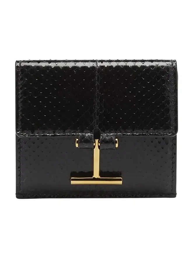 Flap Card Holder in Snake-Embossed Leather Flap Card Holder in Snake-Embossed Leather