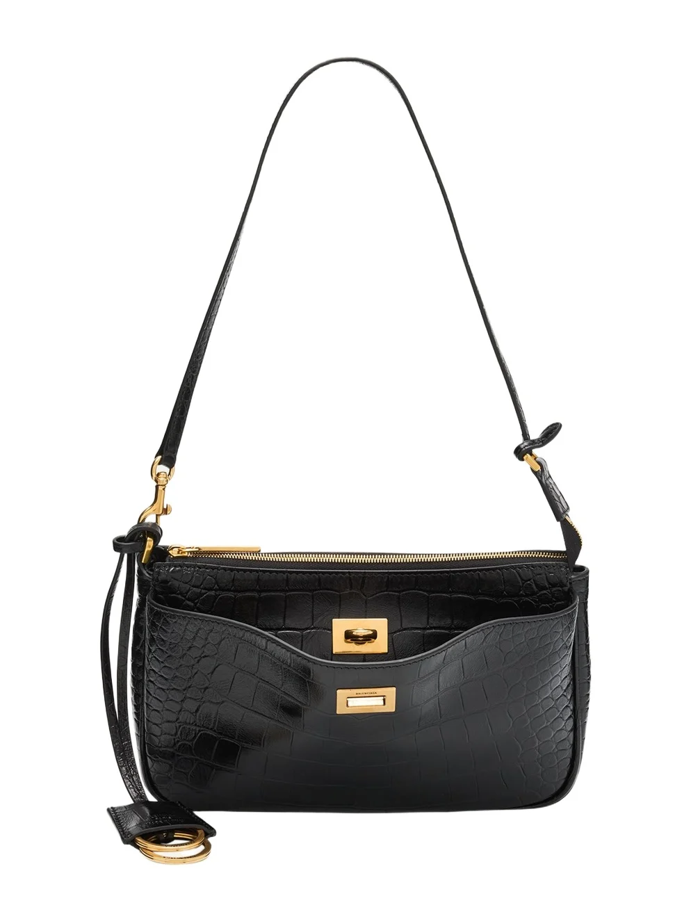 Rodeo Croc-Embossed Leather Pochette
