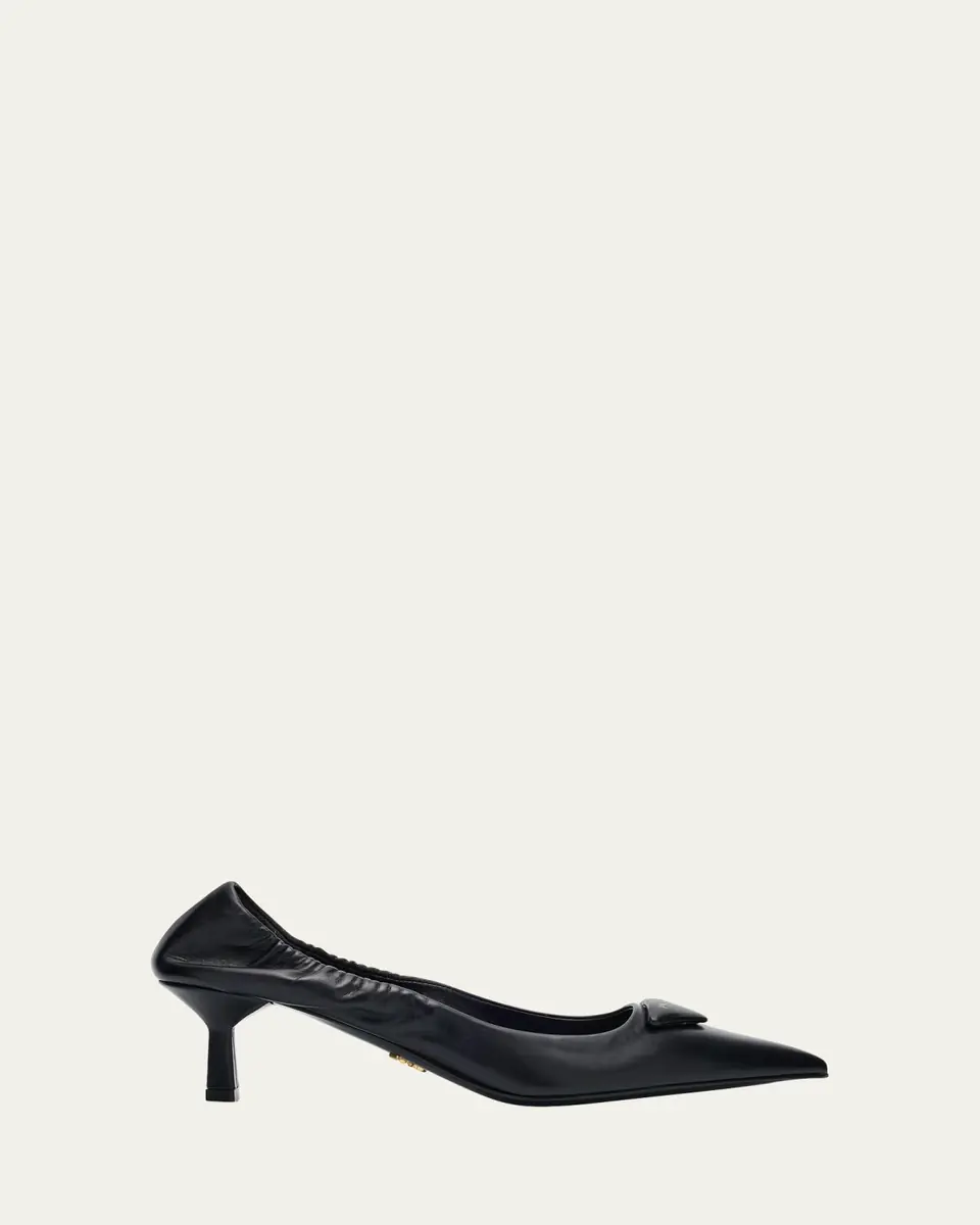 Prada Triangle Logo Leather Pumps | Thumbnail 6