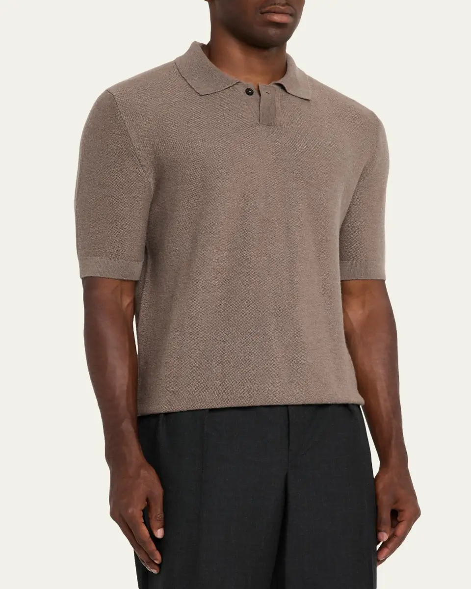 Iris Von Arnim Men's Prinston Short-Sleeve Cashmere Polo | Thumbnail 4 Iris Von Arnim Men's Prinston Short-Sleeve Cashmere Polo | Thumbnail 4