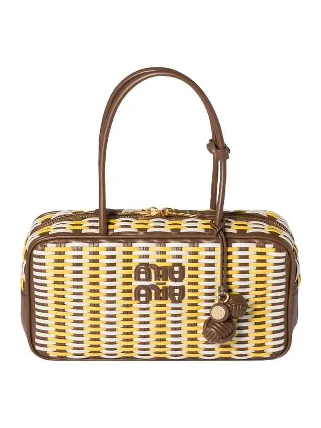 Miu Miu Beau Woven Leather Top-Handle Bag