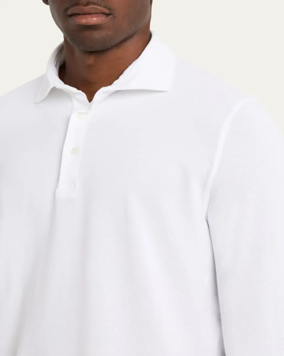 Fedeli Men's Giza Cotton Long-Sleeve Pique Polo Shirt | Thumbnail 20 Fedeli Men's Giza Cotton Long-Sleeve Pique Polo Shirt | Thumbnail 20
