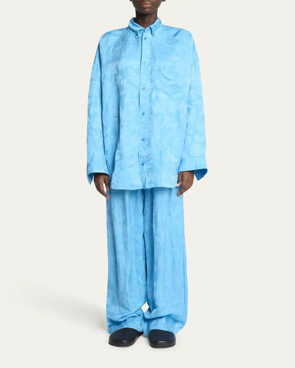 Balenciaga Long-Sleeve Button-Down Cocoon Shirt | Thumbnail 2