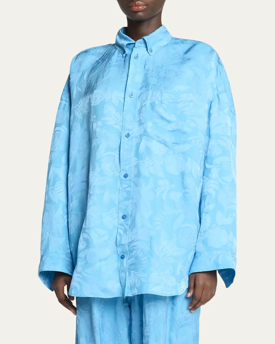 Balenciaga Long-Sleeve Button-Down Cocoon Shirt | Thumbnail 4