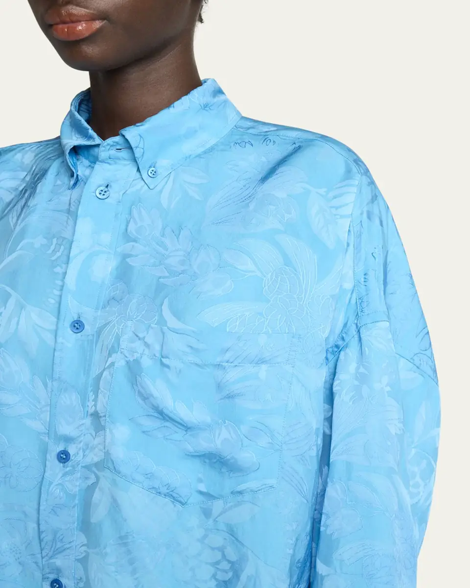 Balenciaga Long-Sleeve Button-Down Cocoon Shirt | Thumbnail 5