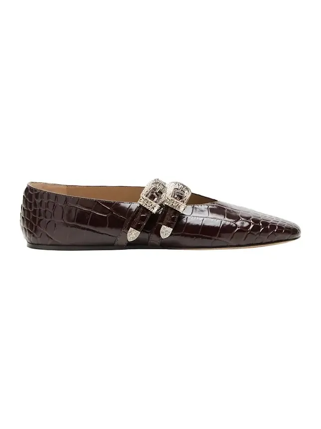Le Monde Béryl Claudia Croc-Effect Leather Ballerina Flats