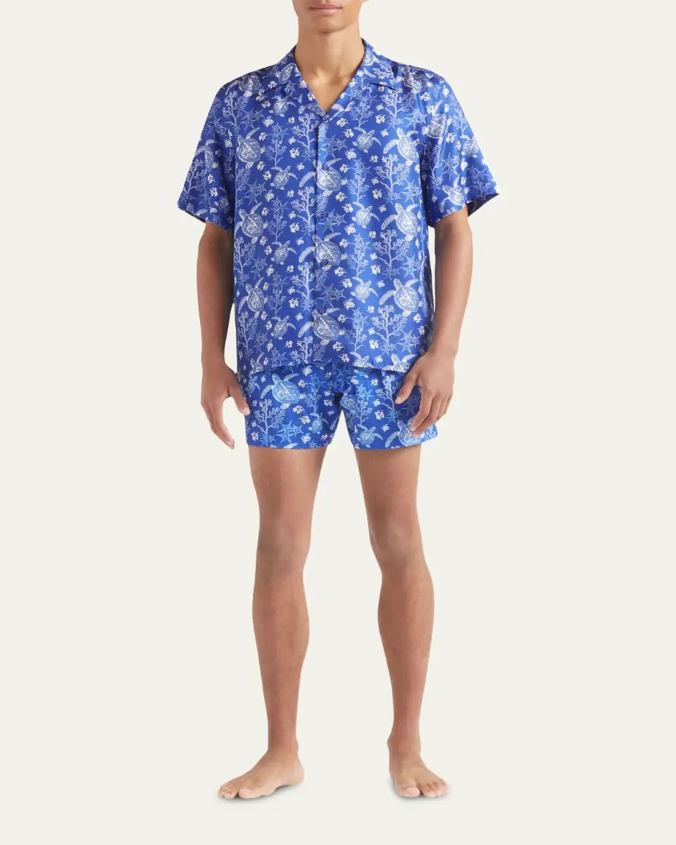 Vilebrequin Men's Silk X-Ray Turtles Bowling Shirt | Thumbnail 2 Vilebrequin Men's Silk X-Ray Turtles Bowling Shirt | Thumbnail 2
