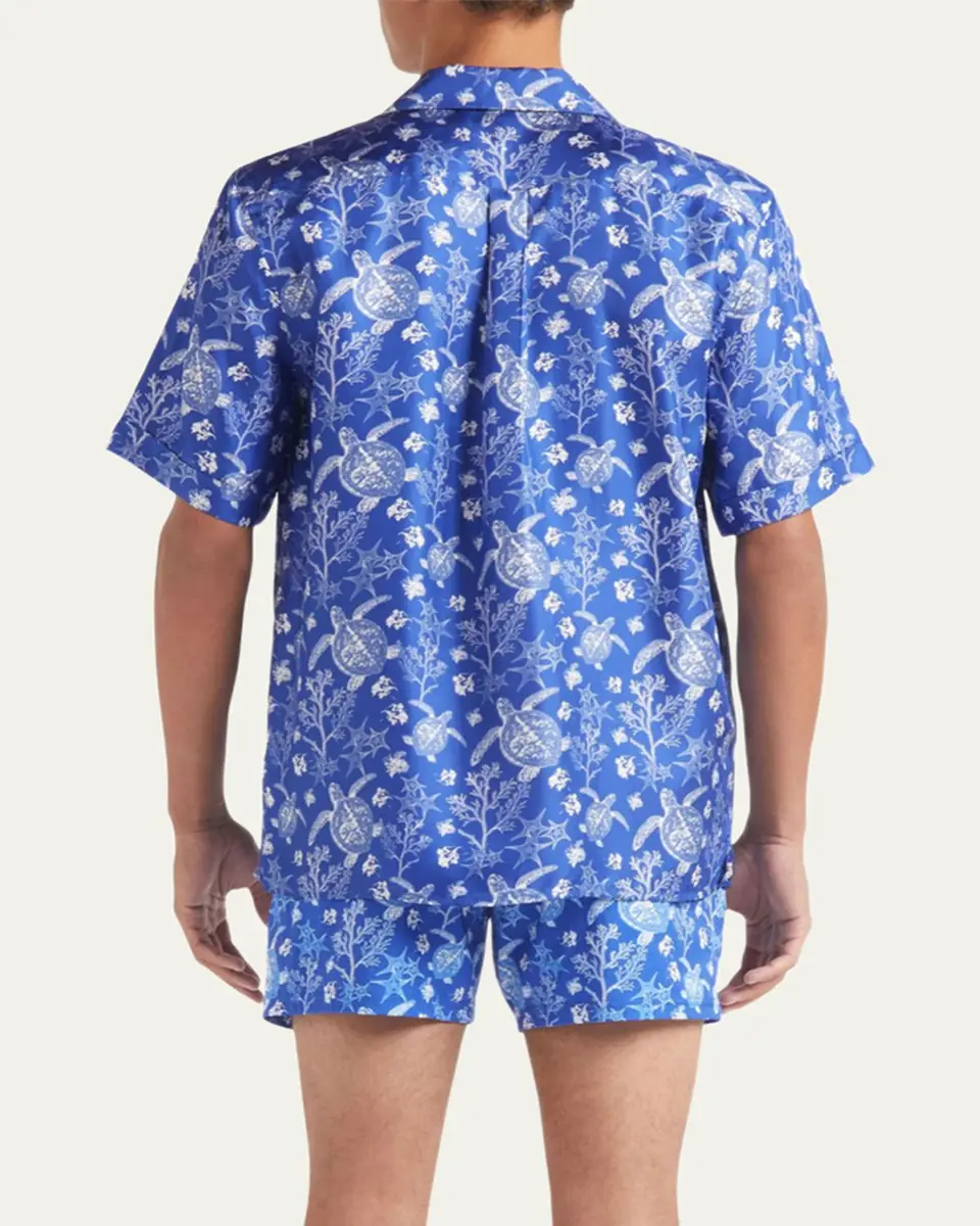 Vilebrequin Men's Silk X-Ray Turtles Bowling Shirt | Thumbnail 3 Vilebrequin Men's Silk X-Ray Turtles Bowling Shirt | Thumbnail 3