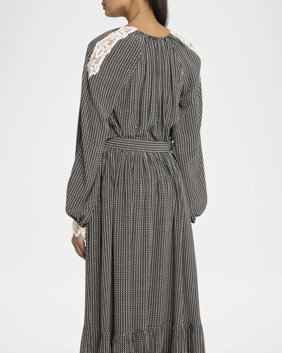 Chloé Micro Check Silk Long-Sleeve Blouse | Thumbnail 2 Chloé Micro Check Silk Long-Sleeve Blouse | Thumbnail 2