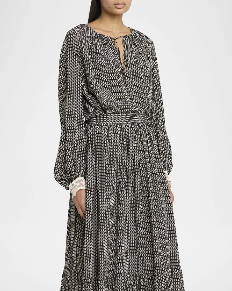 Chloé Micro Check Silk Long-Sleeve Blouse | Thumbnail 3 Chloé Micro Check Silk Long-Sleeve Blouse | Thumbnail 3
