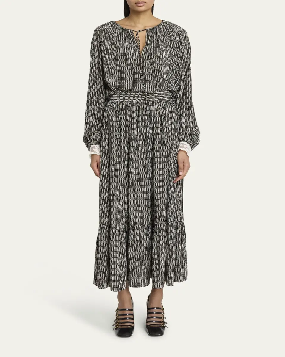 Chloé Micro Check Silk Long-Sleeve Blouse | Thumbnail 7 Chloé Micro Check Silk Long-Sleeve Blouse | Thumbnail 7