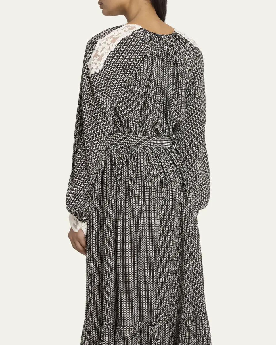 Chloé Micro Check Silk Long-Sleeve Blouse | Thumbnail 8 Chloé Micro Check Silk Long-Sleeve Blouse | Thumbnail 8