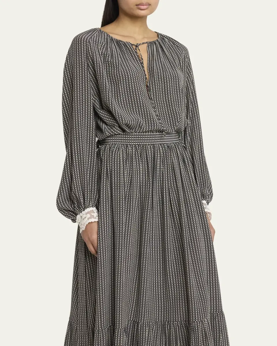 Chloé Micro Check Silk Long-Sleeve Blouse | Thumbnail 9 Chloé Micro Check Silk Long-Sleeve Blouse | Thumbnail 9