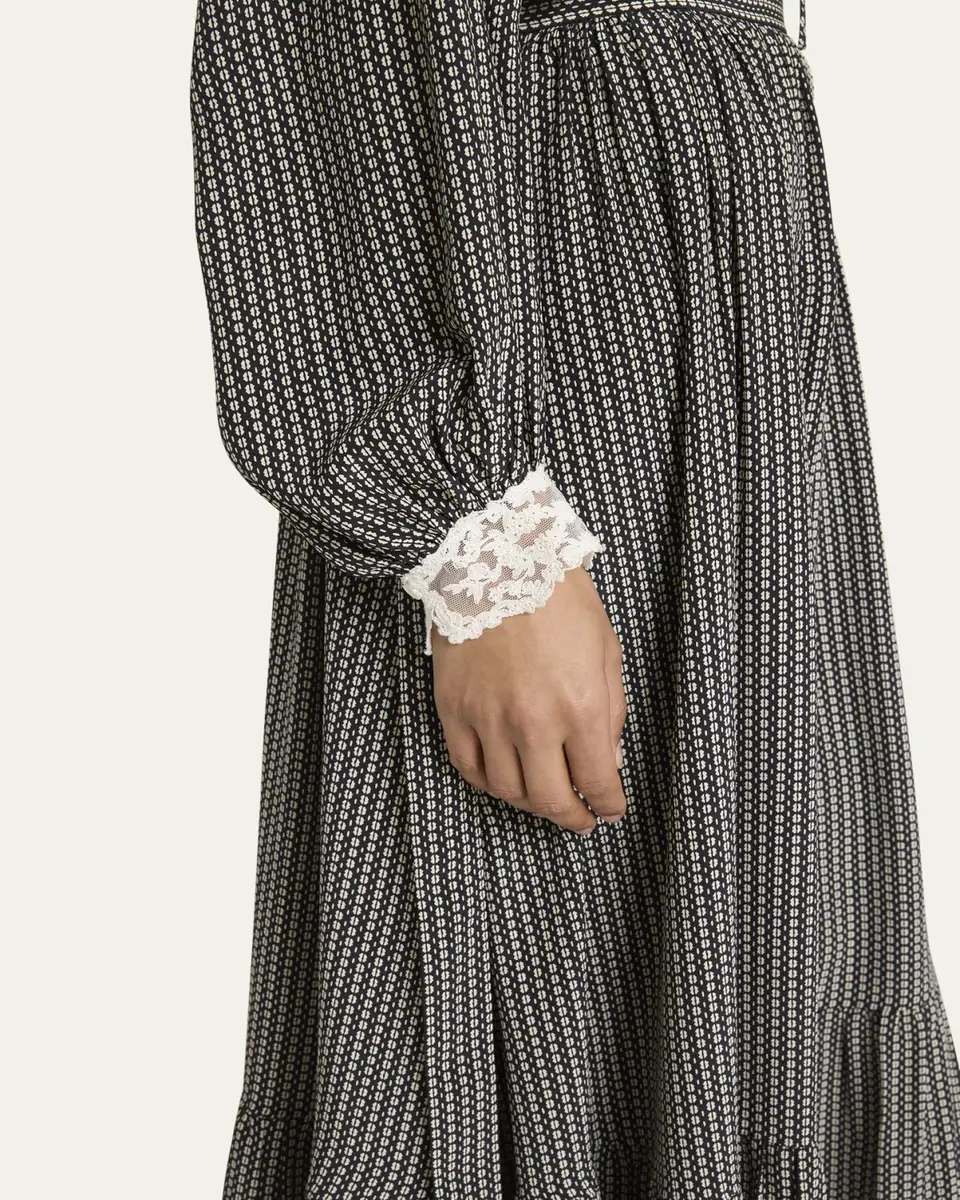 Chloé Micro Check Silk Long-Sleeve Blouse | Thumbnail 10 Chloé Micro Check Silk Long-Sleeve Blouse | Thumbnail 10