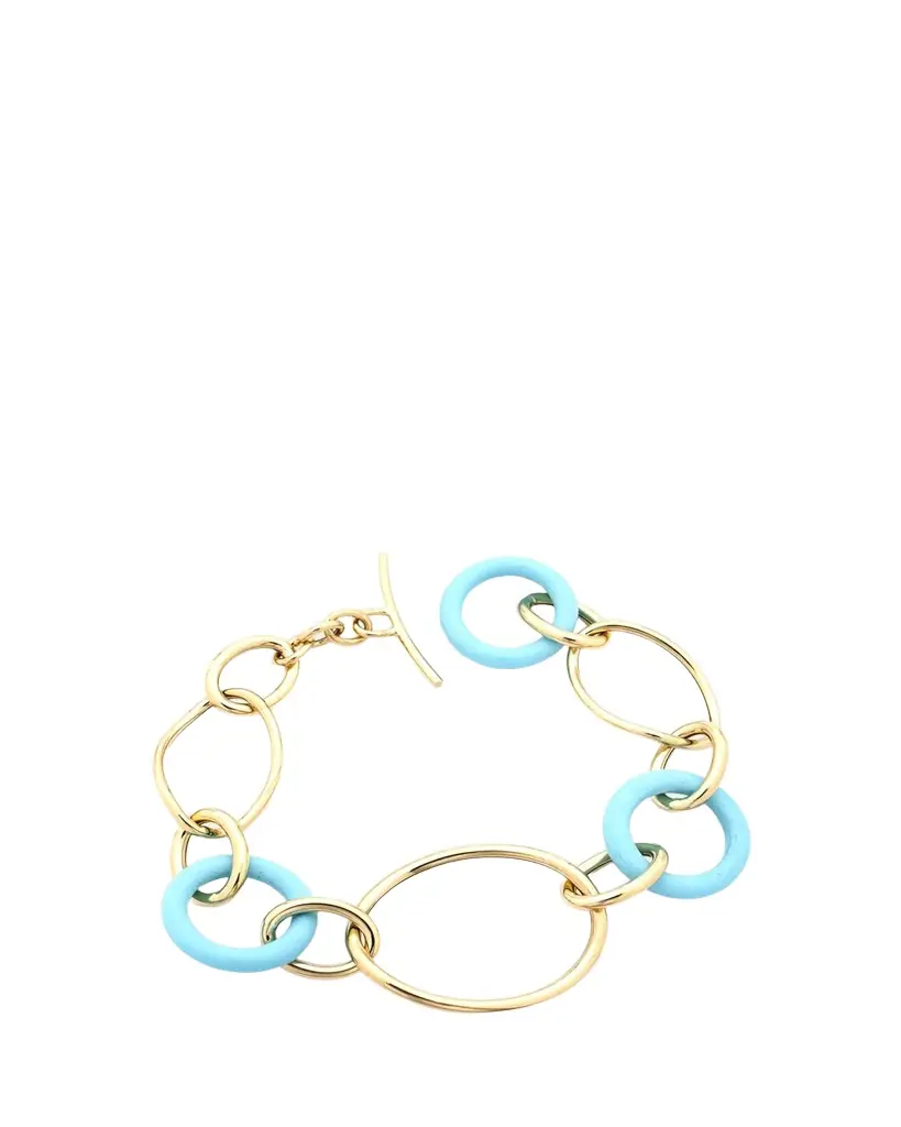 FARAONE MENNELLA by R.F.M.A.S. 18K Yellow Gold and Turquoise Link Stella Bracelet