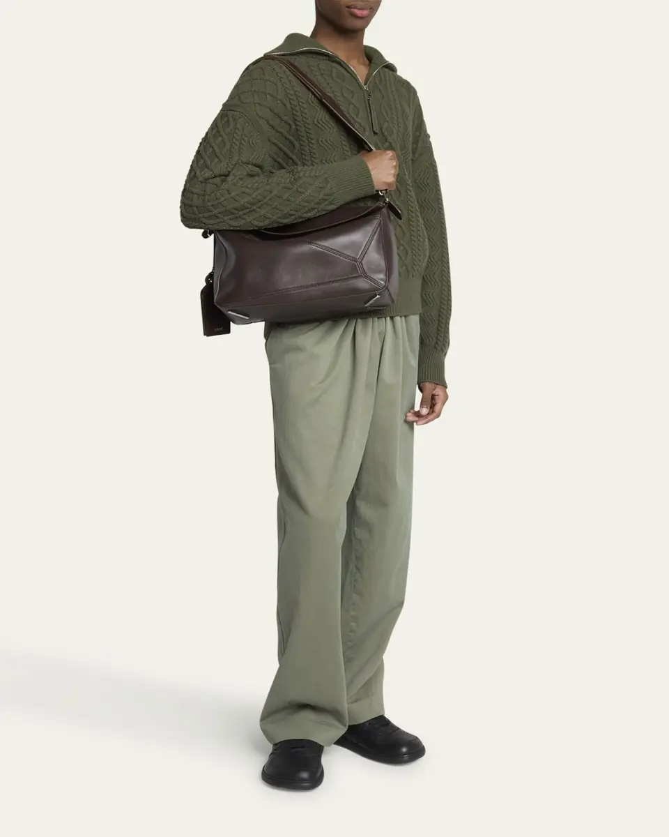Loewe Men's Large Leather Puzzle Featherlight Crossbody Bag | Thumbnail 5