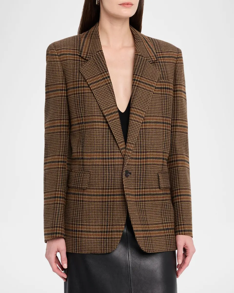 Saint Laurent Oversized Check Single-Breasted Blazer Jacket | Thumbnail 3 Saint Laurent Oversized Check Single-Breasted Blazer Jacket | Thumbnail 3
