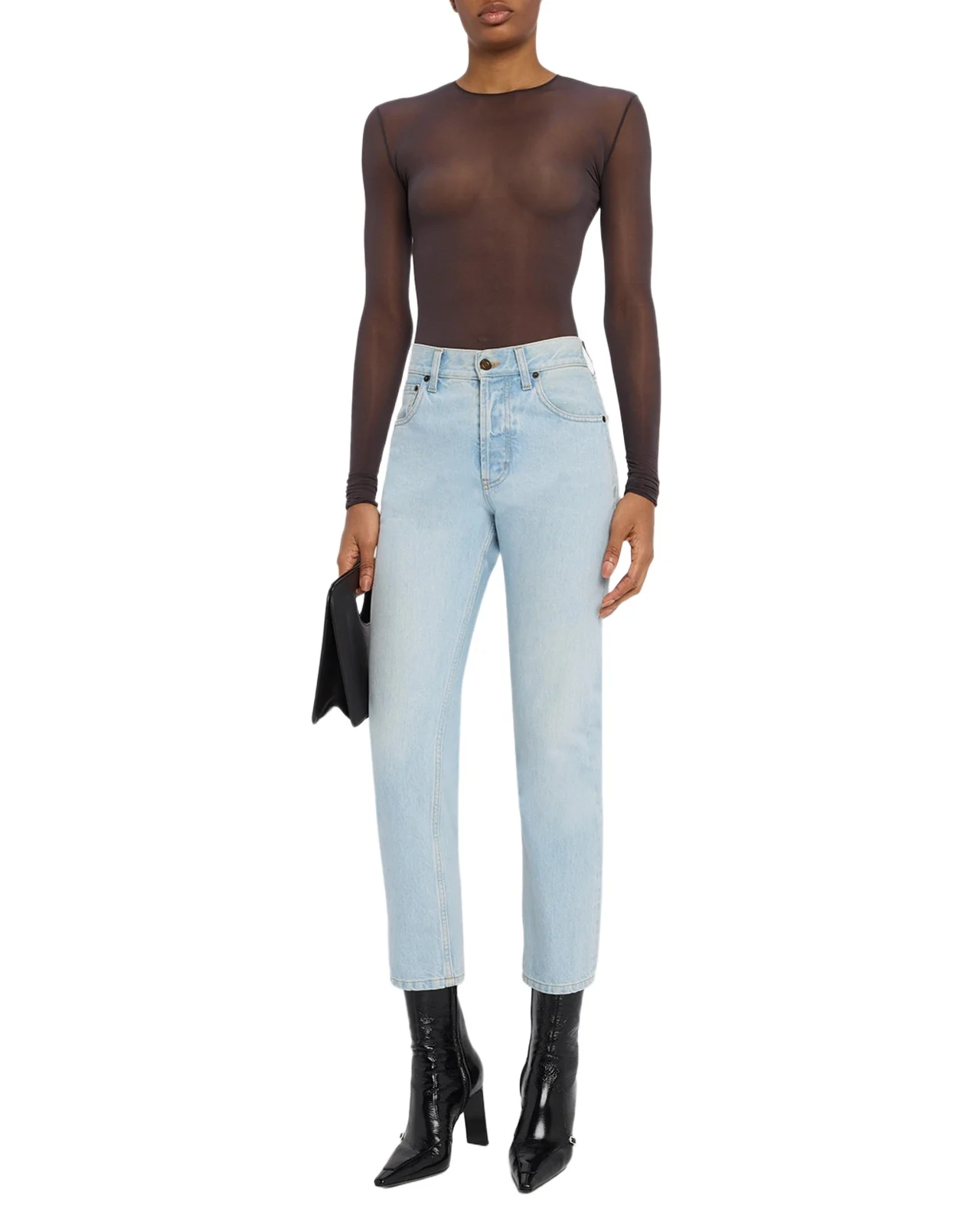 Sheer Knit Long-Sleeve Bodysuit Sheer Knit Long-Sleeve Bodysuit