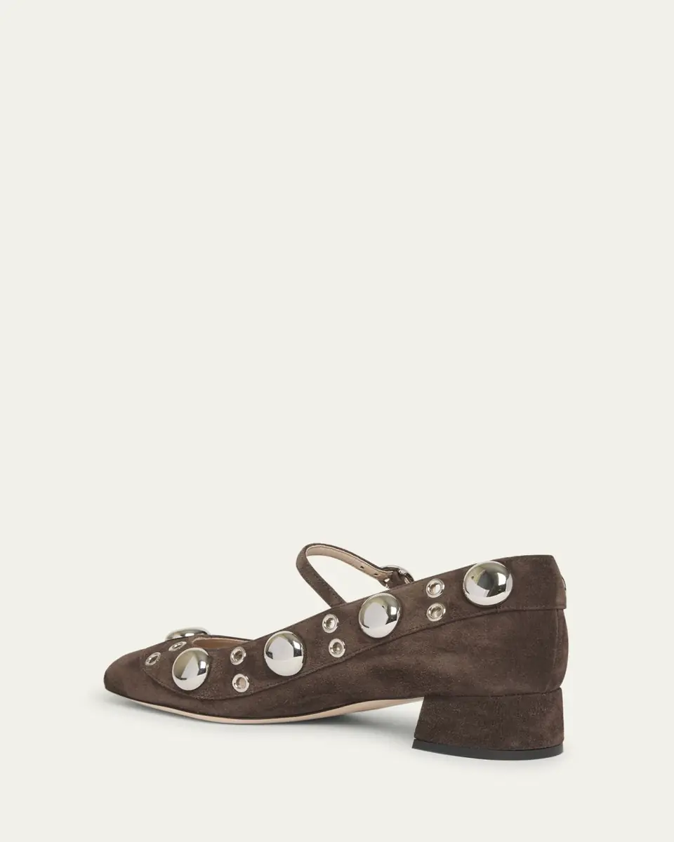 Valentino Garavani Nellcote Studded Suede Mary Jane Ballerina Flats | Thumbnail 5