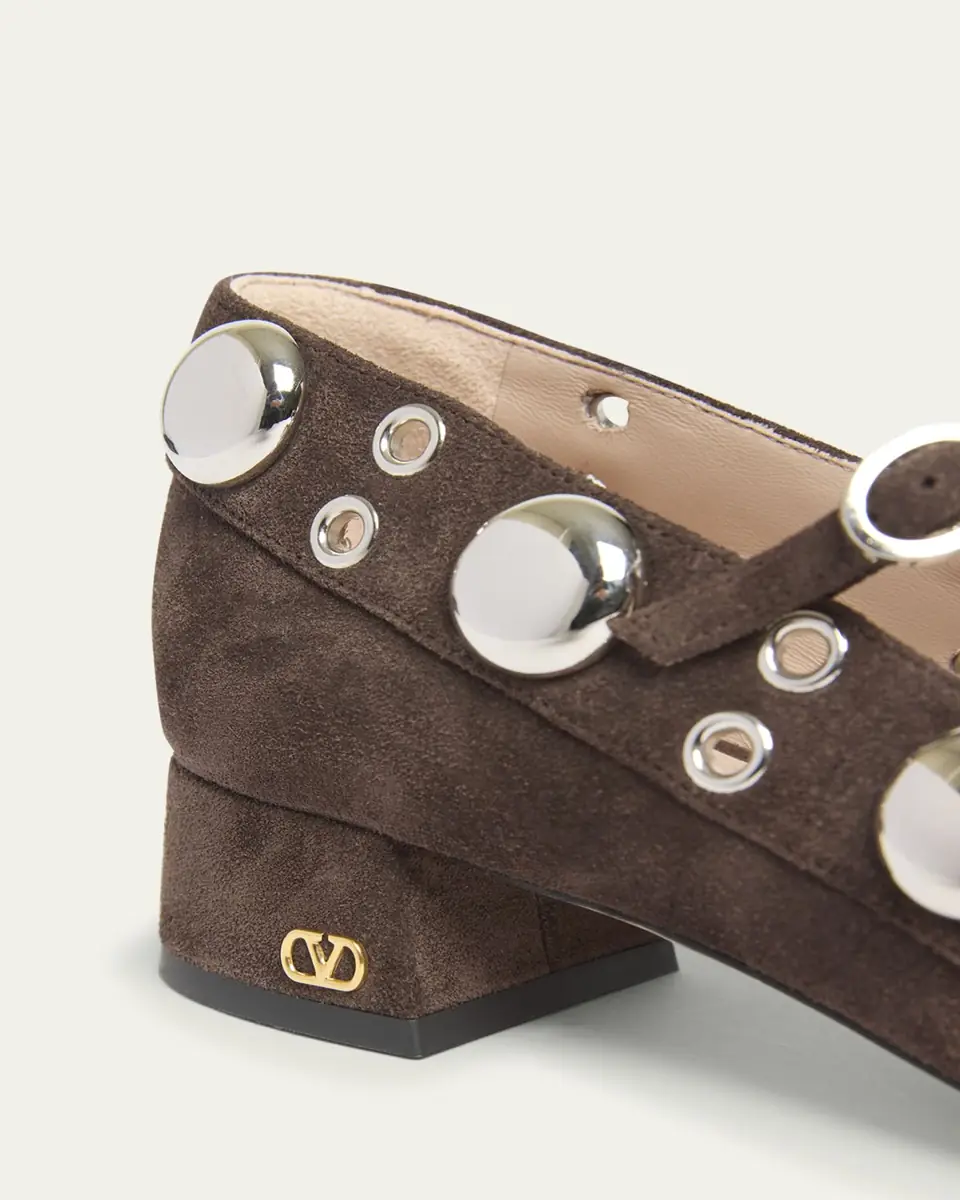 Valentino Garavani Nellcote Studded Suede Mary Jane Ballerina Flats | Thumbnail 6
