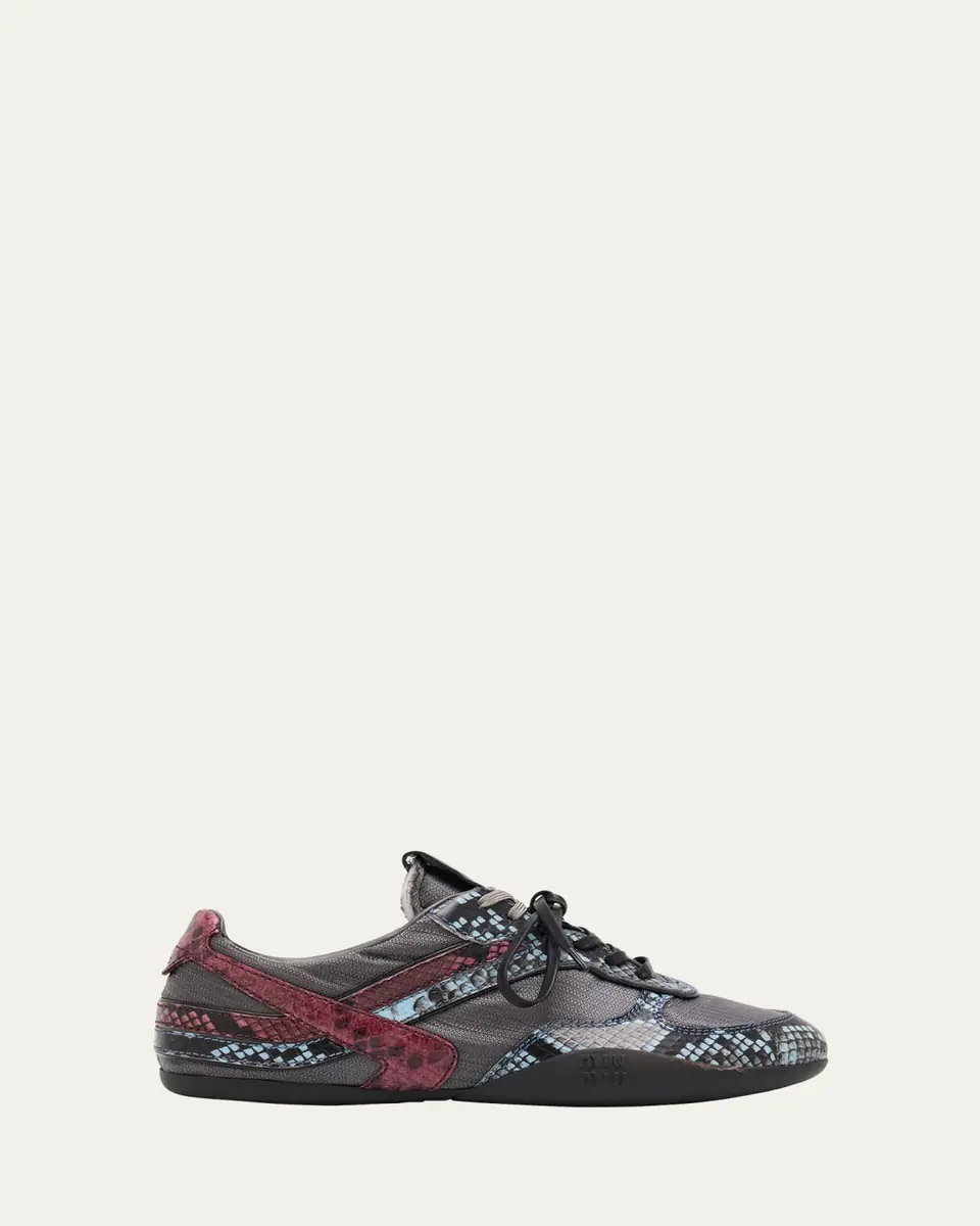 Miu Miu Gymnasium Technical Fabric and Python Low-Top Sneakers | Thumbnail 6 Miu Miu Gymnasium Technical Fabric and Python Low-Top Sneakers | Thumbnail 6