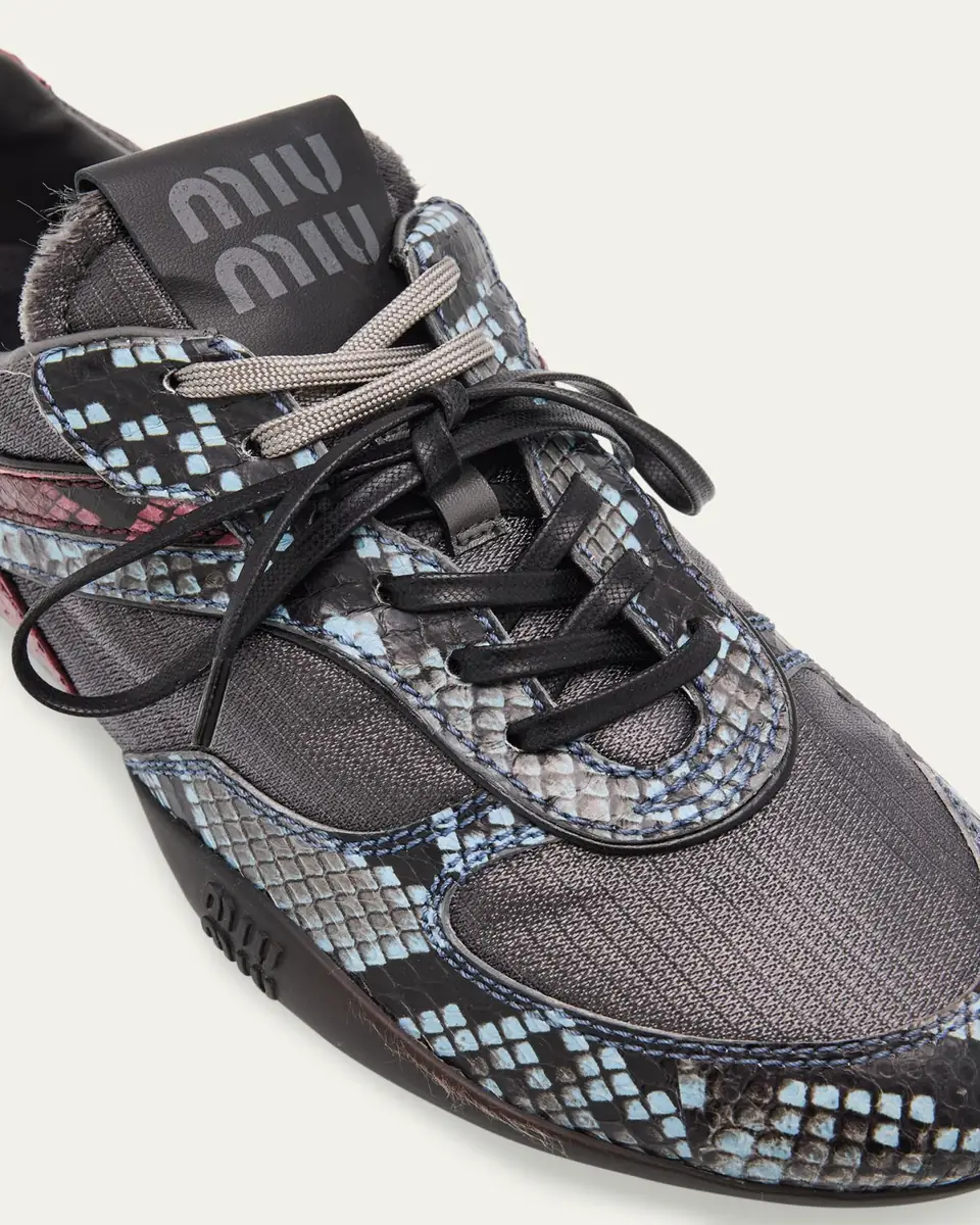 Miu Miu Gymnasium Technical Fabric and Python Low-Top Sneakers | Thumbnail 10 Miu Miu Gymnasium Technical Fabric and Python Low-Top Sneakers | Thumbnail 10