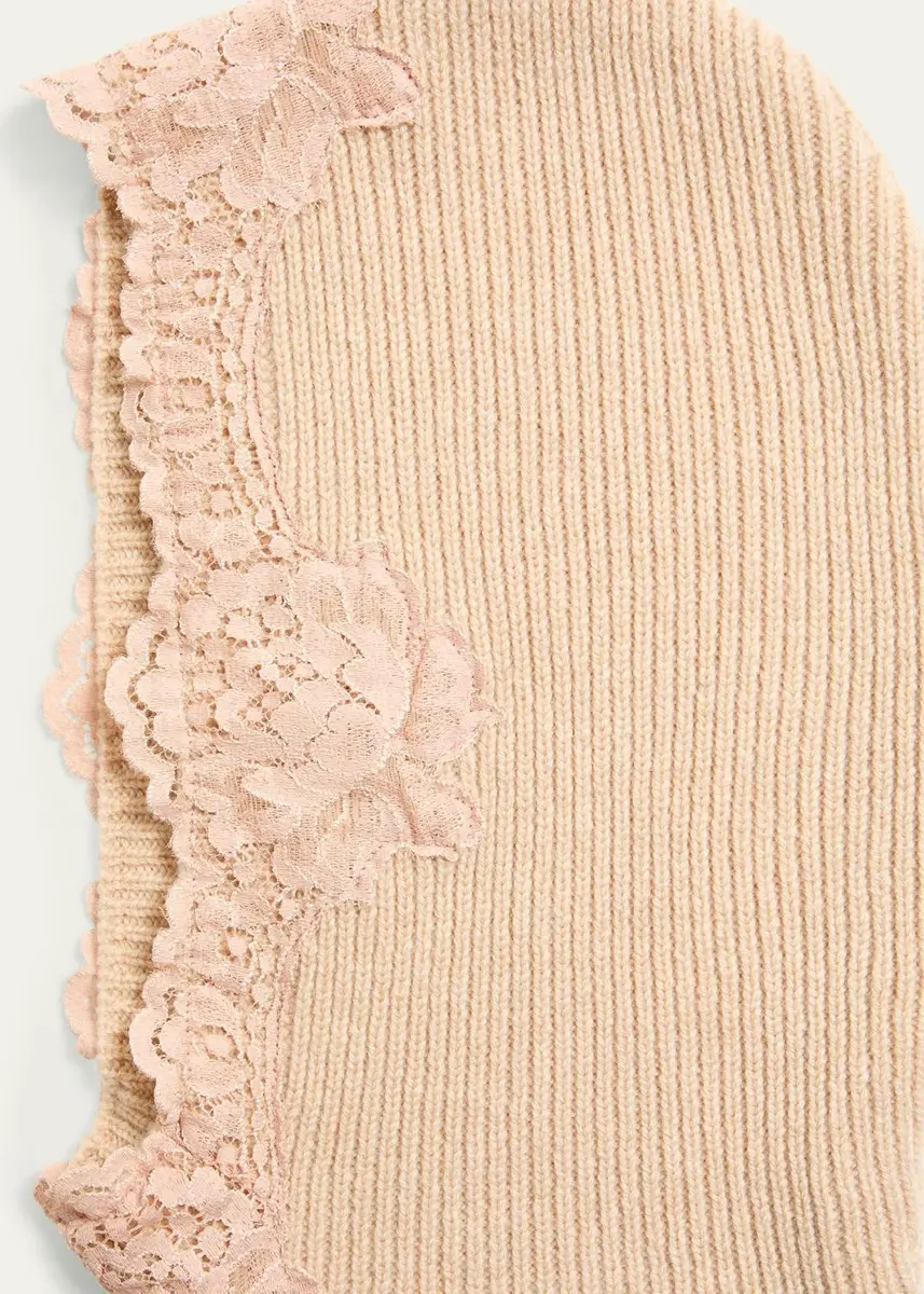 Valentino Garavani VLogo Signature Cashmere & Lace Hood | Thumbnail 3 Valentino Garavani VLogo Signature Cashmere & Lace Hood | Thumbnail 3