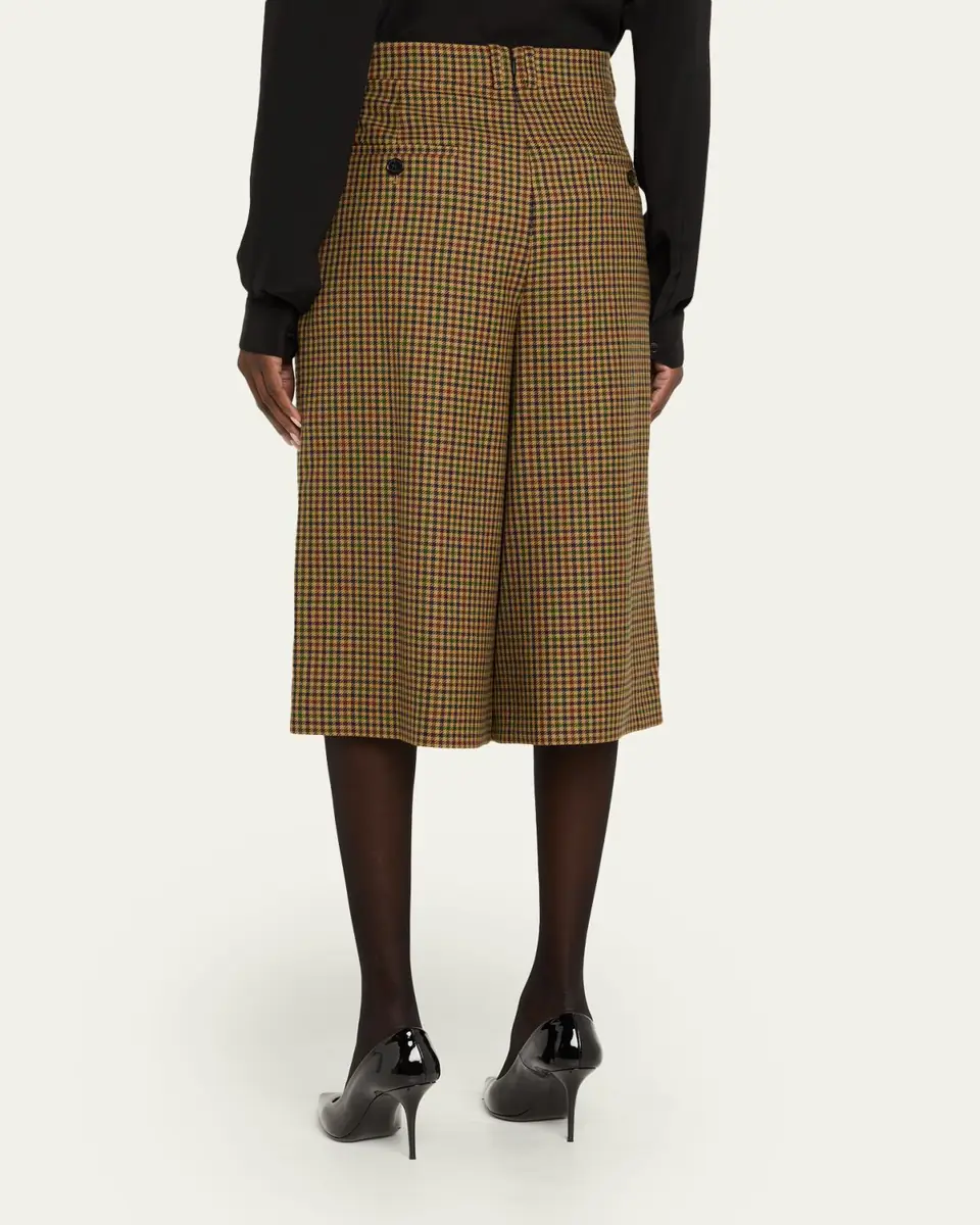 Saint Laurent Plaid Skirted Wide-Leg Crop Pants | Thumbnail 3 Saint Laurent Plaid Skirted Wide-Leg Crop Pants | Thumbnail 3