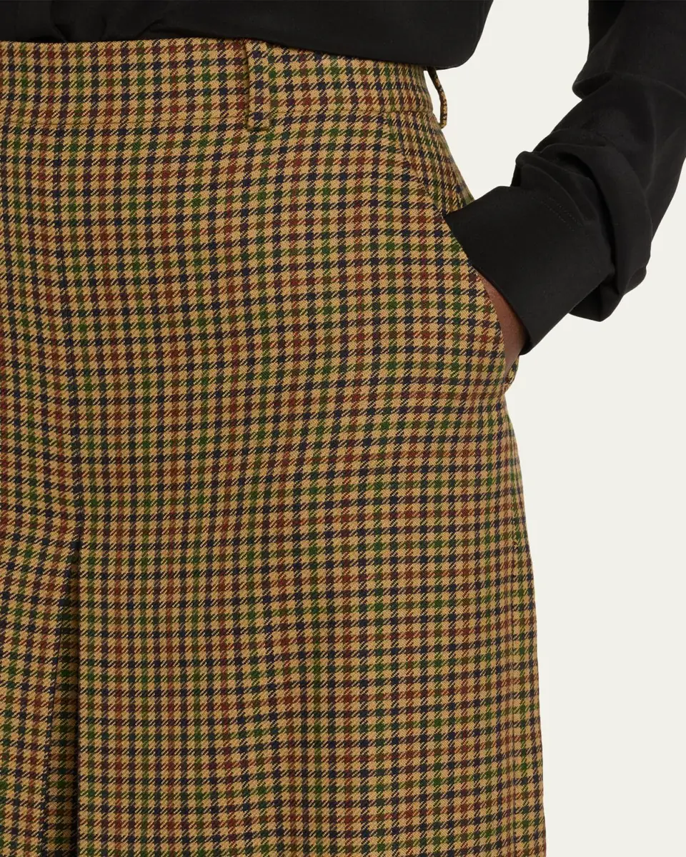 Saint Laurent Plaid Skirted Wide-Leg Crop Pants | Thumbnail 5 Saint Laurent Plaid Skirted Wide-Leg Crop Pants | Thumbnail 5