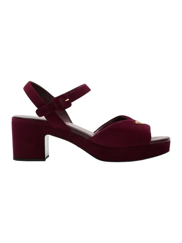Suede Triangle Logo Platform Sandals Suede Triangle Logo Platform Sandals