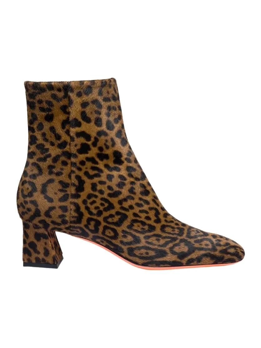 Marta Leopard Block Heel Booties Marta Leopard Block Heel Booties
