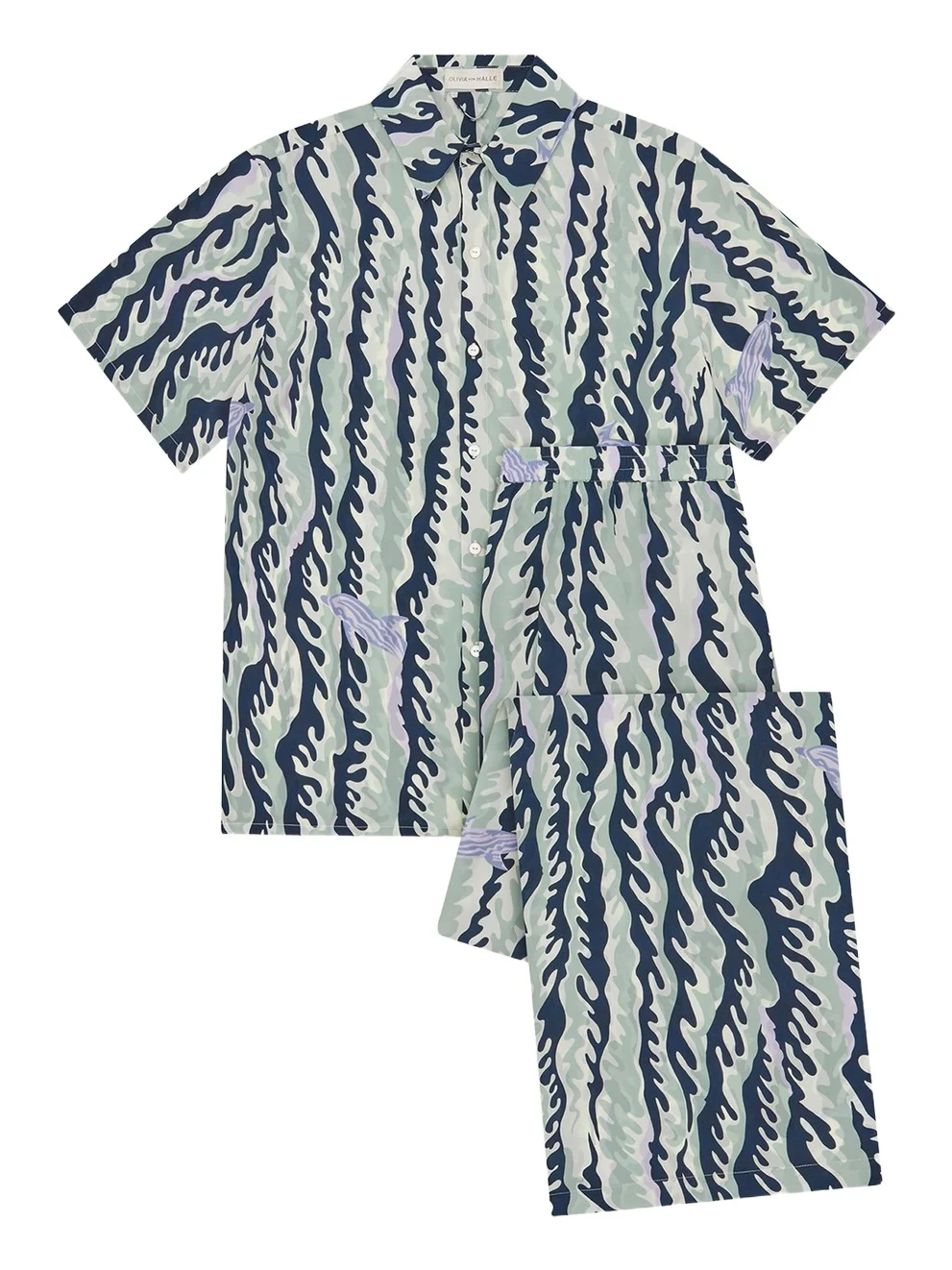 Alabama Marina Dolphin-Print Silk Pajama Set Alabama Marina Dolphin-Print Silk Pajama Set