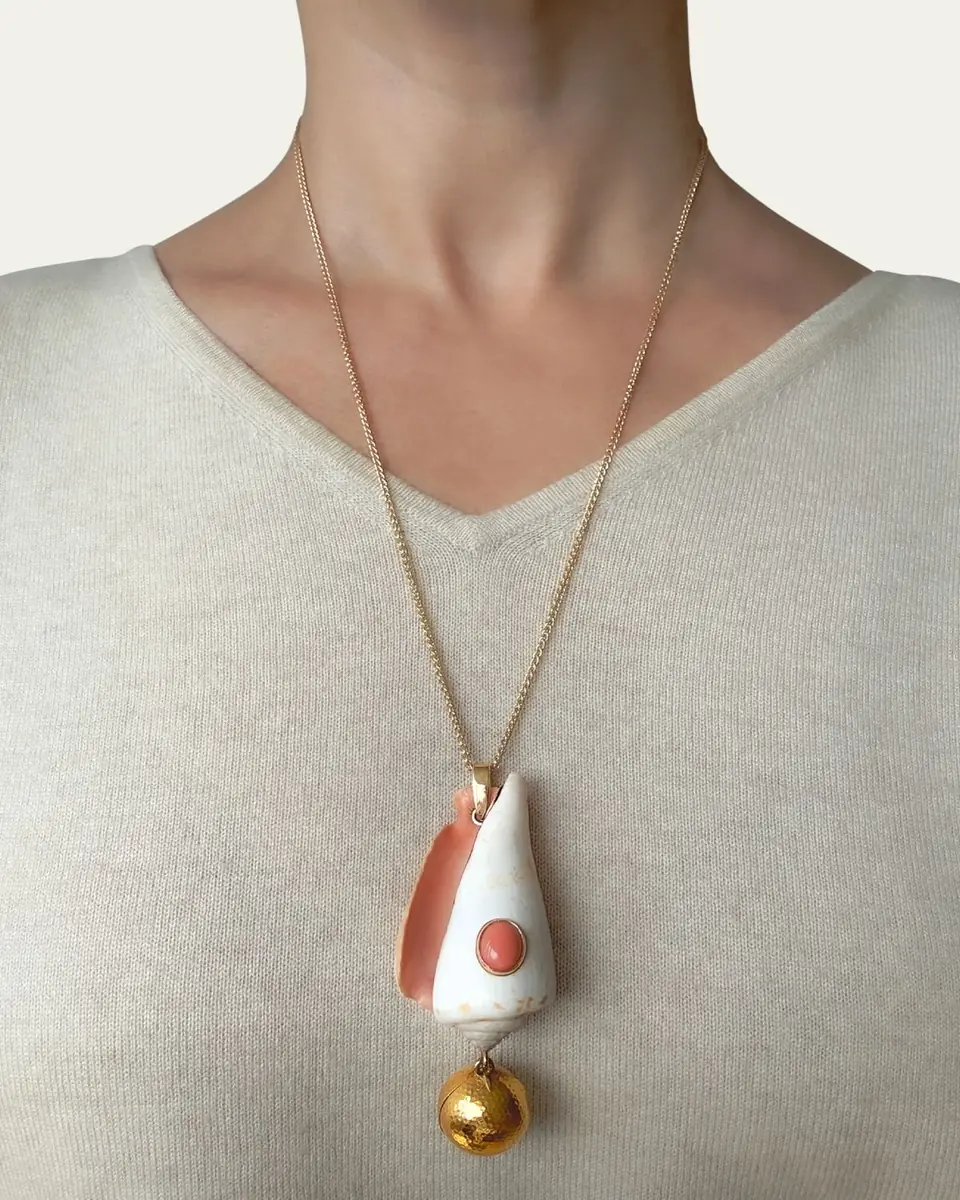 Haute Victoire 14K Shell and Coral Keepsake Necklace | Thumbnail 2 Haute Victoire 14K Shell and Coral Keepsake Necklace | Thumbnail 2