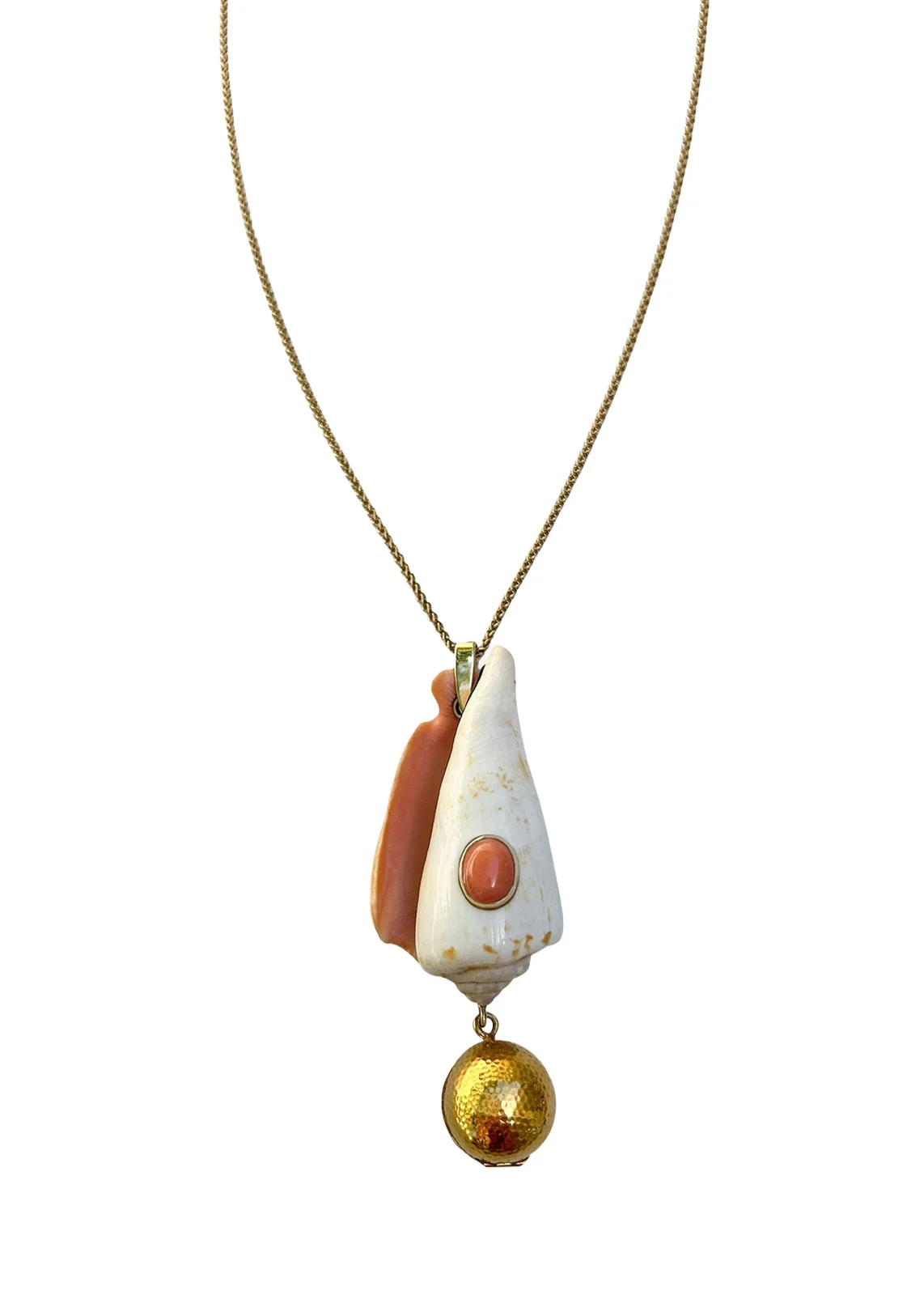 14K Shell and Coral Keepsake Necklace 14K Shell and Coral Keepsake Necklace