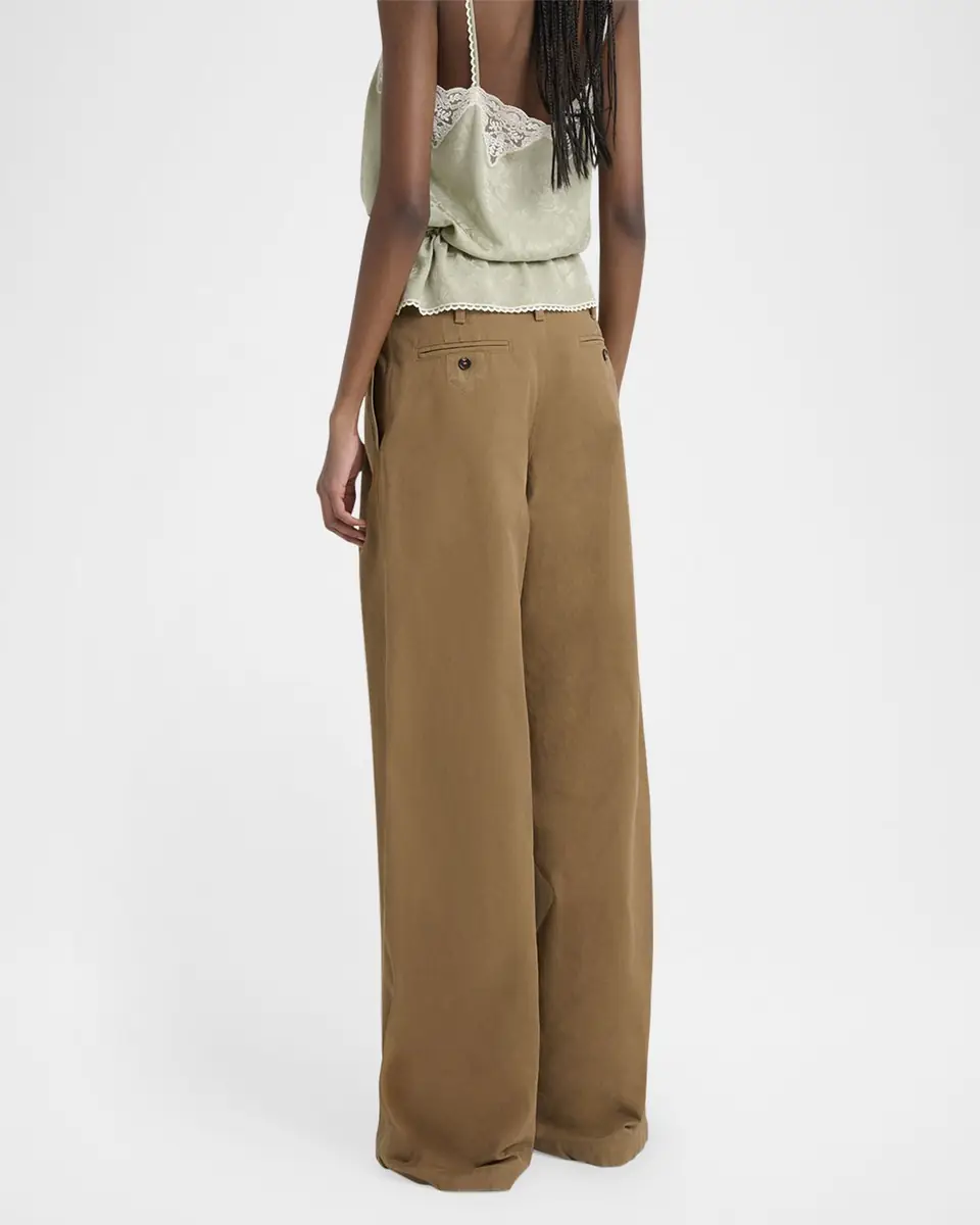 Chloé Pleated Wide-Leg Cotton Trousers | Thumbnail 2 Chloé Pleated Wide-Leg Cotton Trousers | Thumbnail 2