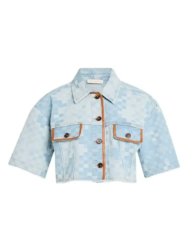 Ramy Brook Melanie Checekered Denim Jacket